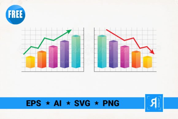 3D Infographic Color Bar Arrow Up Down Graphics Freebies