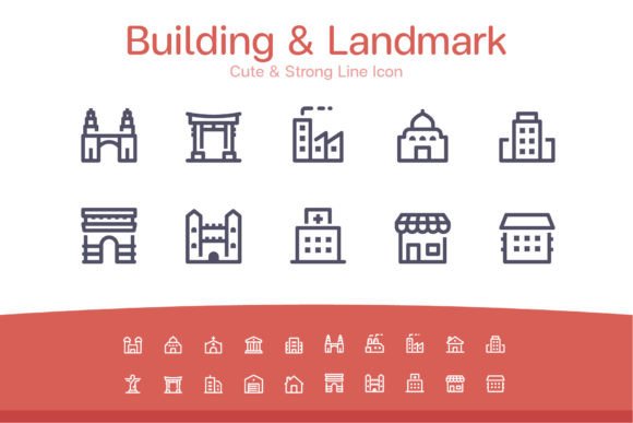 Building Landmark Line Icon Graphics