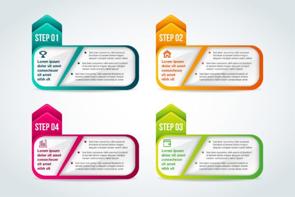 Infographic Arrow Four Step Graphics