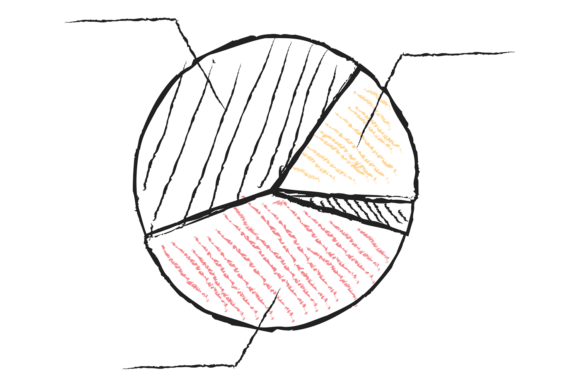 Pie Chart Sketch. Hand Drawn Diagram Doo