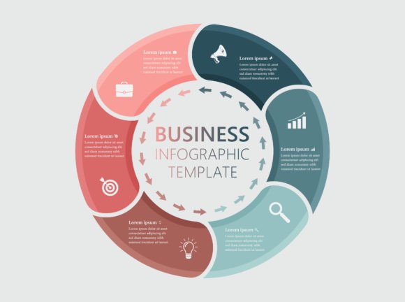 Six Steps Circle Business Infographic