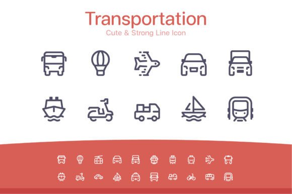 Transportation Line Icon Graphics and Icons